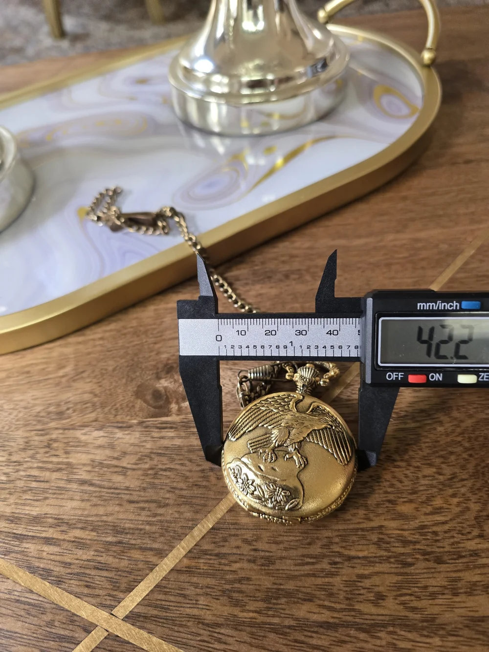 Gold Pocket Watch It Eagle Quartz - Gold Finish Working Cond